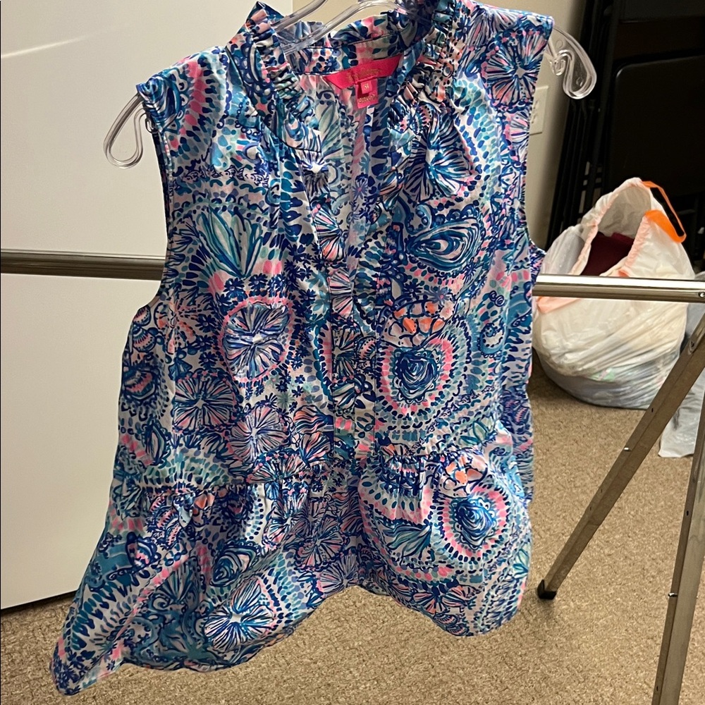 Lilly Pulitzer Blue and Pink Floral Blouse